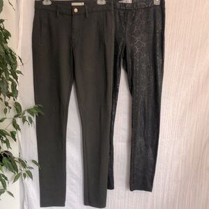 CALVIN KLEIN gray stretch jeans & JENNIFER LOPEZ black snake print leggings SZ 6